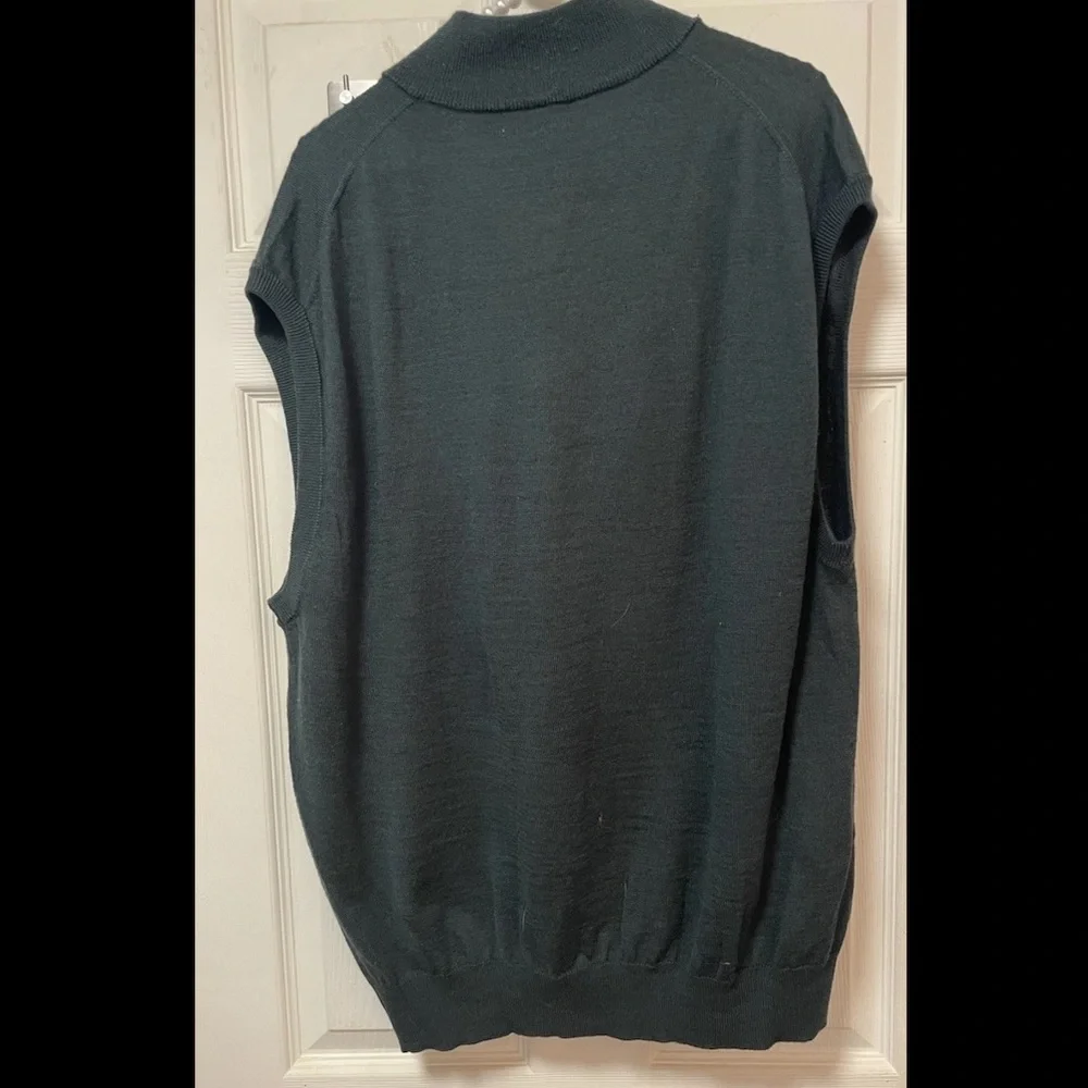 Tagio Wool Blend Forest Green Sweater Vest Men XXL 1/4 Zip Pullover Golf Preppy